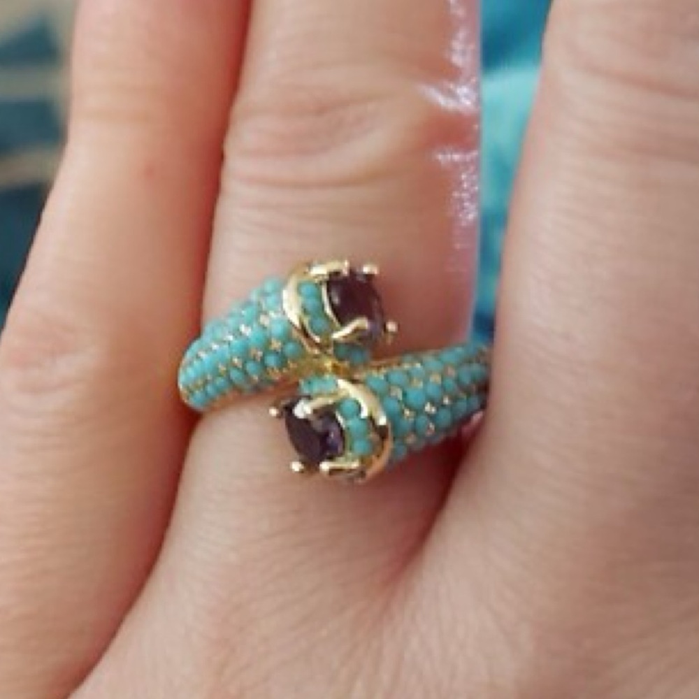 ❤️ New! Art Deco Style Beaded x Crystal Statement Cocktail Ring